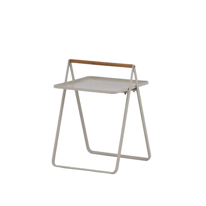 Ylva metalen tuin bijzettafel beige - 45 x 45 cm