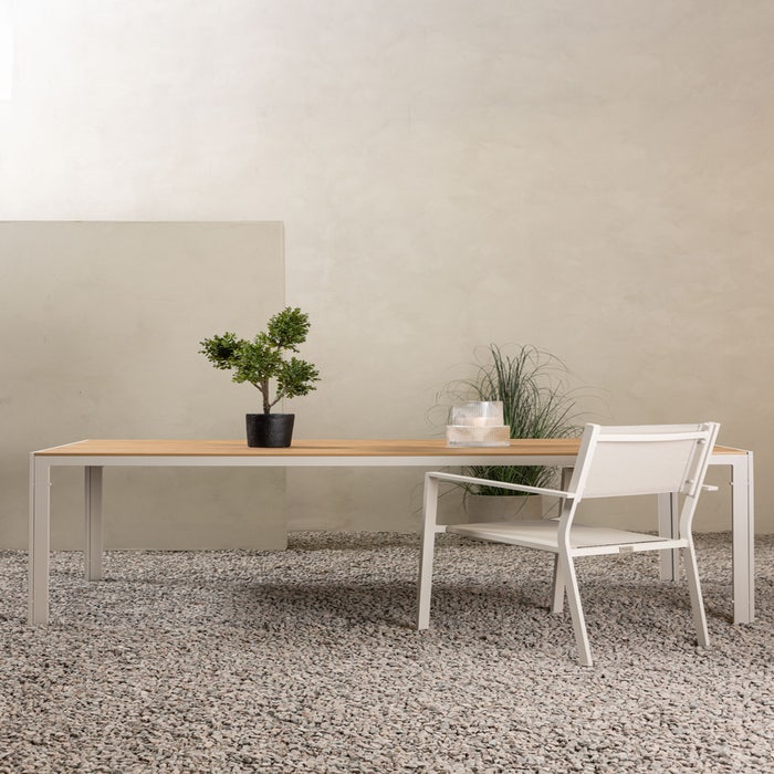 Aaron tuintafel polywood beige - 205 x 90 cm - terrastafel - aluminium - eettafel buiten