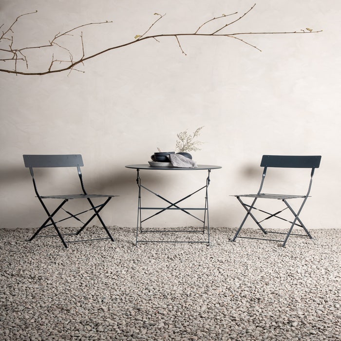 Lovisa metalen tuinset donkergrijs - bistroset - tuinstoelen - terrasset - grijs