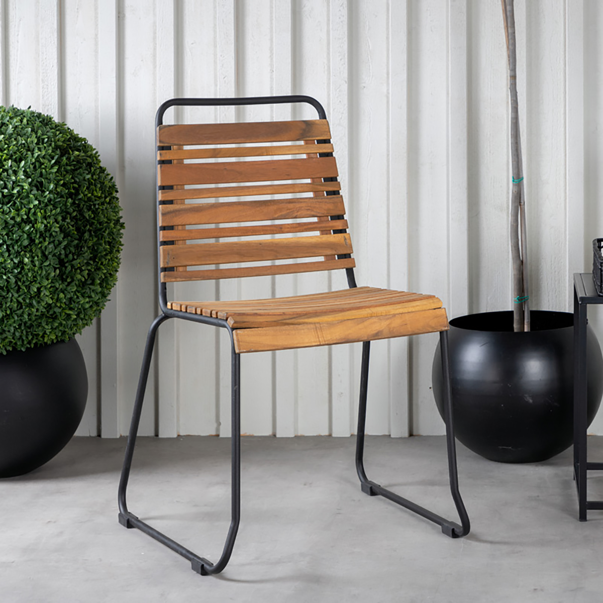 Lasse houten tuinstoel naturel - terrasstoel - metaal - zwart - bruin - acaciahout