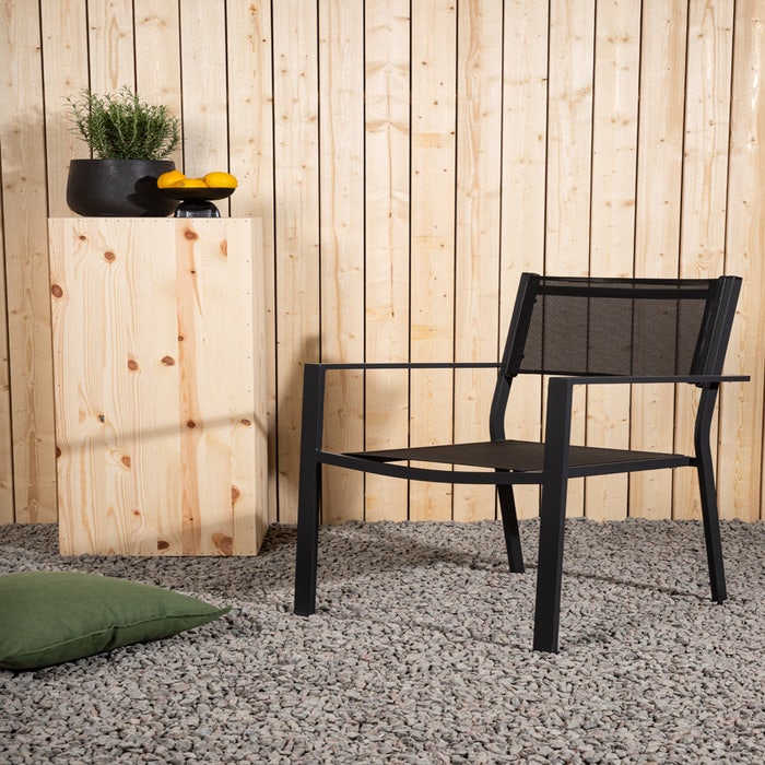 Narda aluminium tuinstoel zwart - met armleuningen - set van 4 - terrasstoel - metaal - met armleuningen