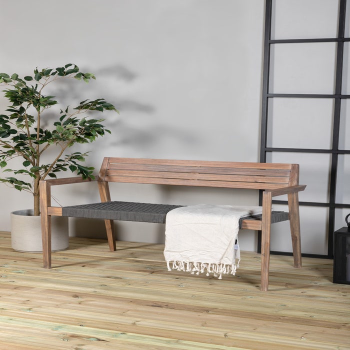 Kenny houten tuinbank bruin - 120 x 60 cm - buitenbank - bankje tuin - acaciahout