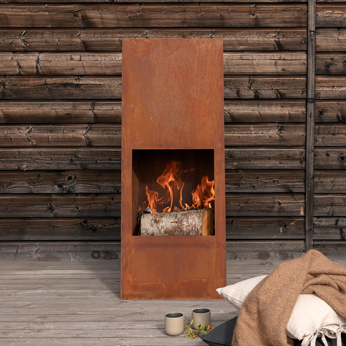 Lennart metalen vuurkorf roestbruin - 50 x 120 cm - tuinhaard - stalen - buiten - bruin