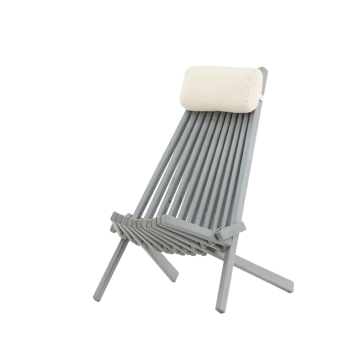 Bastian houten tuin loungestoel grijs - met hoofdkussen