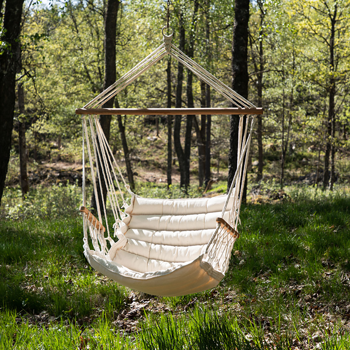 Fedde katoenen tuin hangstoel gebroken wit - buiten - binnen - voor buiten - zonder standaard - woonkamer
