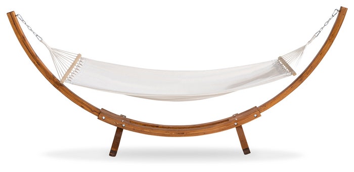 Hangmat aan stok - beige - 90x265 cm Hangmat aan stok - beige - 90x265 cm