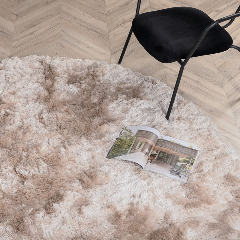 Rosalie vloerkleed beige - Ø 200 cm - woonkamer - creme - hoogpolig - kopen - slaapkamer  - scandinavisch