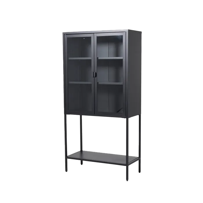 Claes metalen vitrinekast zwart - 75 x 150 cm