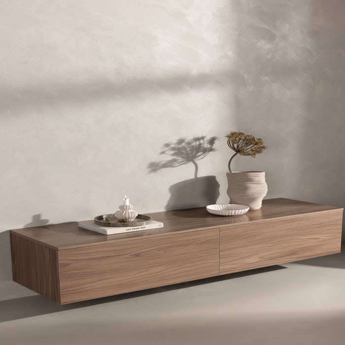 Leona houten dressoir bruin - 160 x 35 cm - opbergkast - ladekast - tv meubel - hout - landelijk - modern - lades - scandinavisch