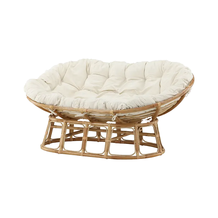 Carina rotan loungestoel gebroken wit - met zitkussen
