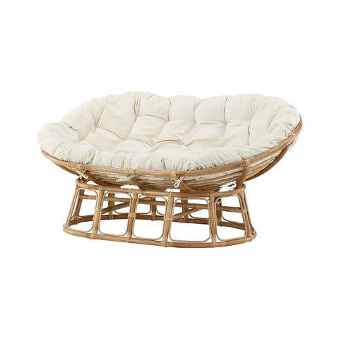 Carina rotan loungestoel gebroken wit - met zitkussen