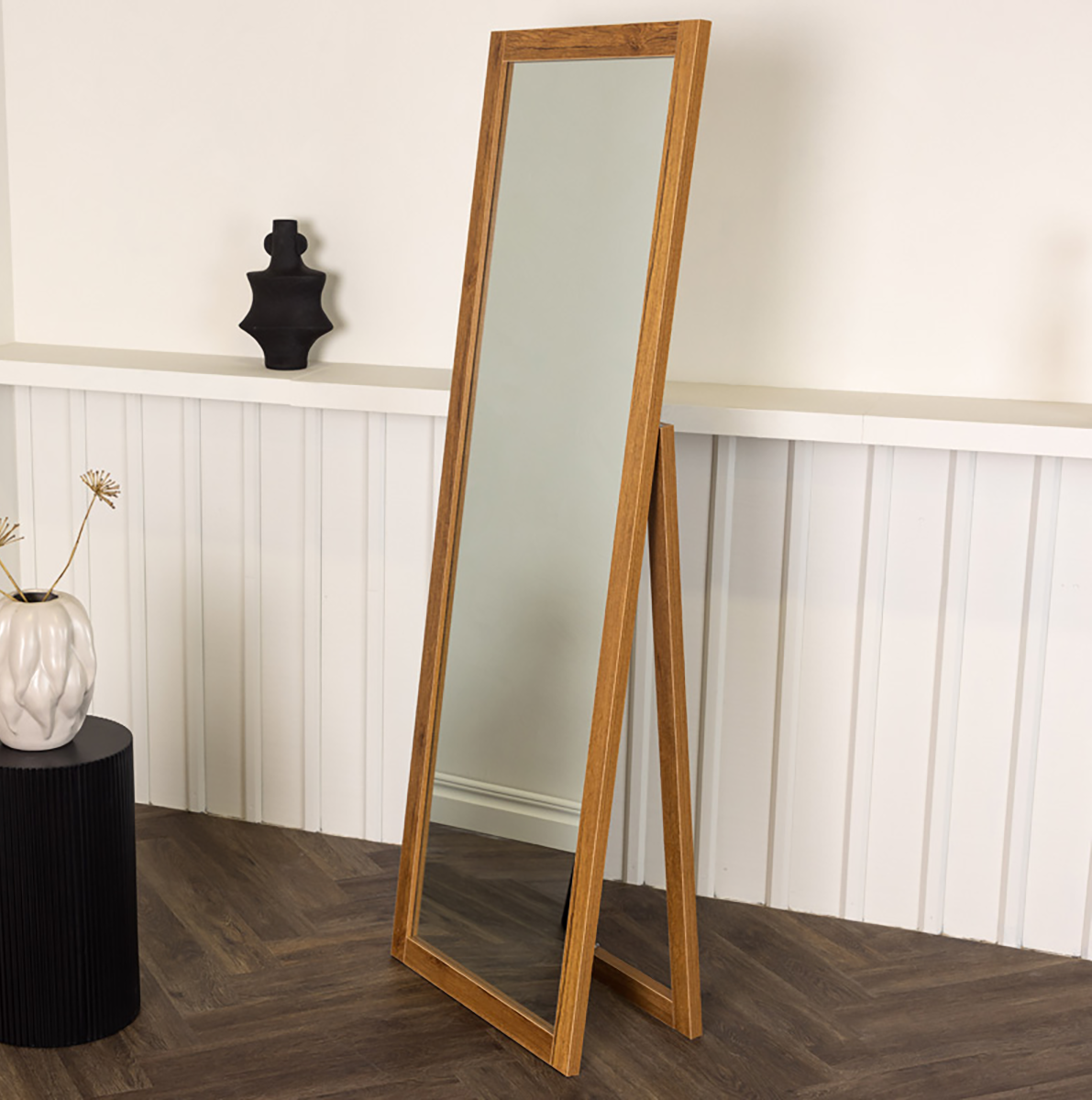 Nathan staande spiegel bruin - 170 x 55 cm - spiegel - grote - staande - landelijke - hal - in woonkamer - standaard - langwerpig