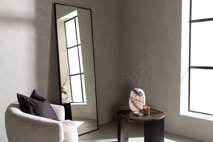 Nox wandspiegel zwart - 190 x 67 cm - wandspiegel - lange - hal - in woonkamer - decoratie - slaapkamer - metaal - voor in de hal - aan de muur