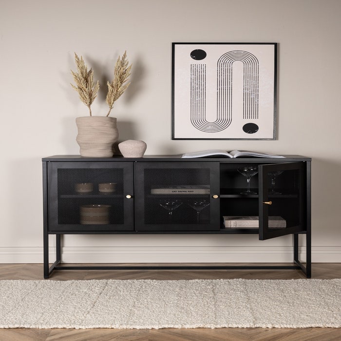 Sita metalen dressoir zwart - 120 x 80 cm - opbergkast - modern - lades - scandinavisch - creme
