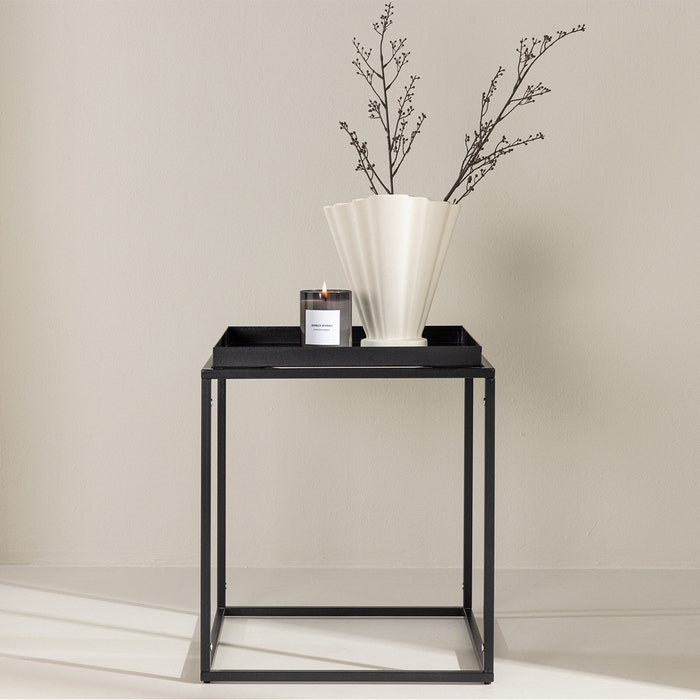 Ferre metalen bijzettafel zwart - 45 x 45 cm - bijzettafeltje - moderne - bank - naast bank - binnen