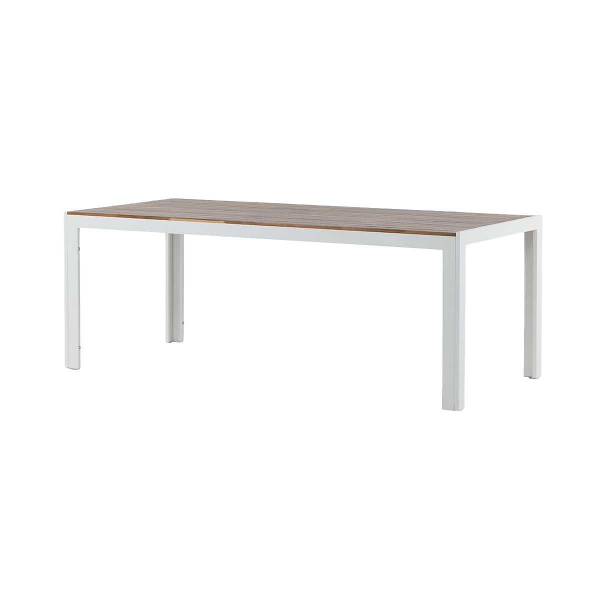 Lasse aluminium tuintafel wit - houten tafelblad - 205 x 90 cm