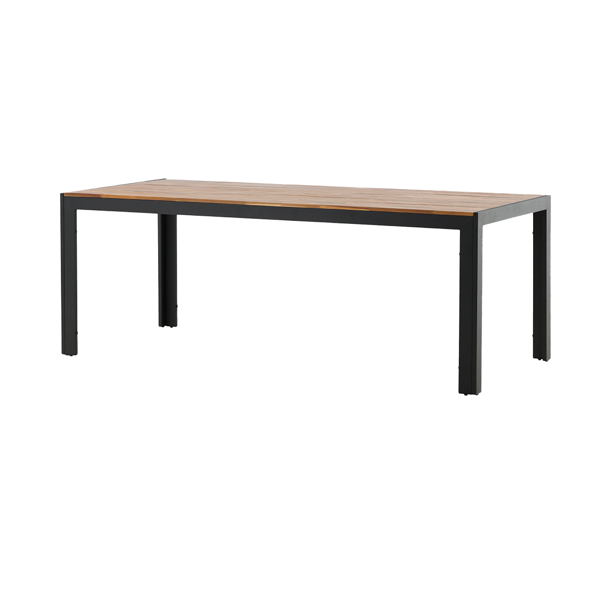 Lasse aluminium tuintafel zwart - houten tafelblad - 205 x 90 cm