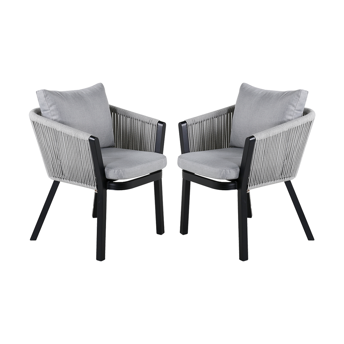 Elly aluminium tuinstoel zwart - set van 2