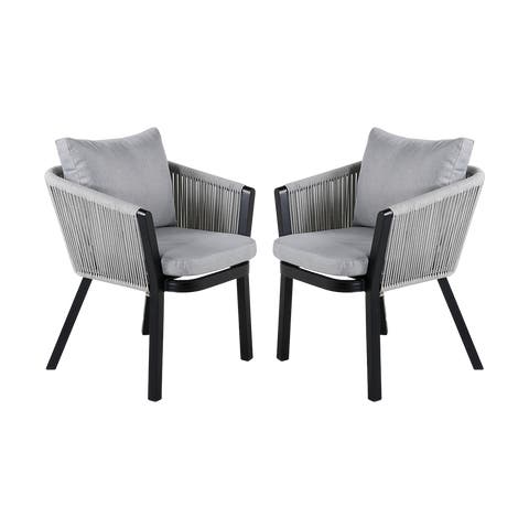 Elly aluminium tuinstoel zwart - set van 2