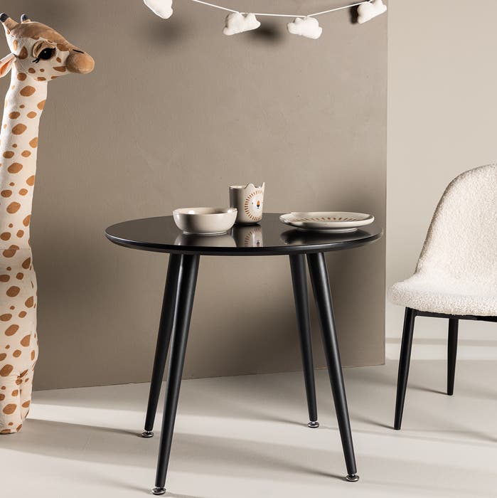 Bruno ronde kindertafel zwart – Ø 60 cm - tafeltje - kindertafel - tekentafel voor kinderen