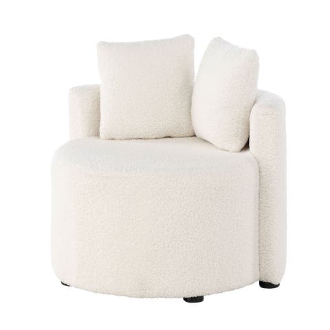 Elina ronde kinderfauteuil teddy wit – met twee kussens