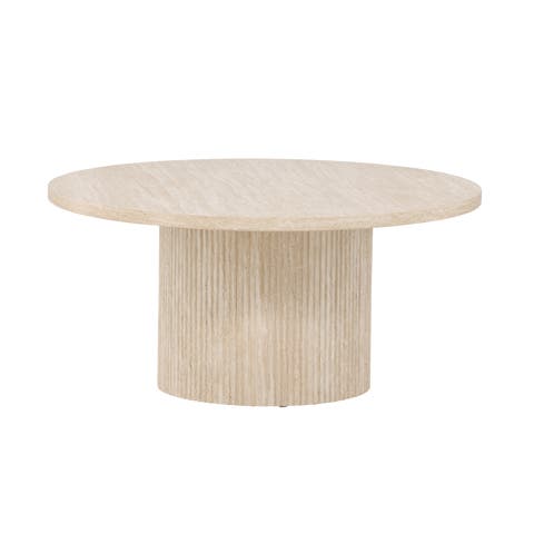 Nohr houten salontafel beige - Ø 80 cm