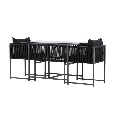 Ragnar tuinset zwart 3 delig - twee stoelen en een tafel – met zitkussens