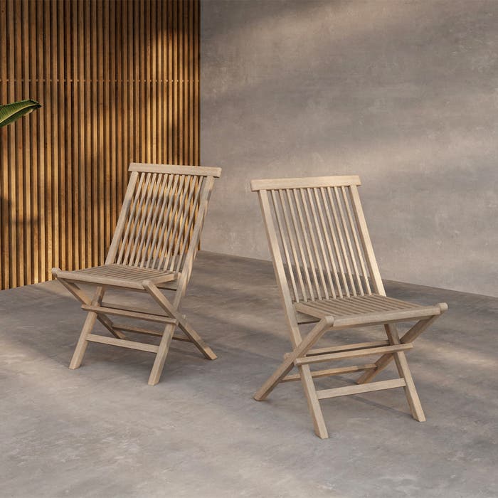 Jildou inklapbare houten tuinstoel whitewash - buiten stoel - teakhouten