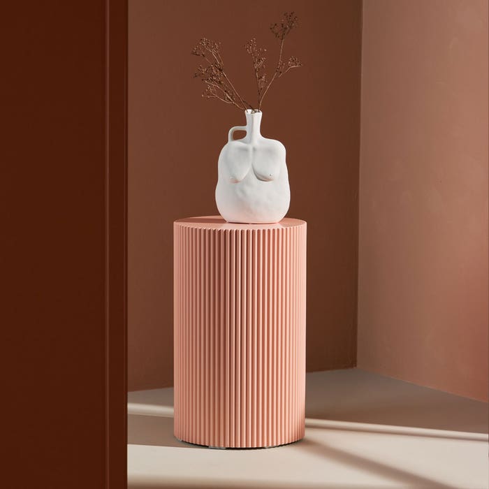 Asa houten bijzettafel zacht roze - Ø 31 cm - ronde - design - perzik