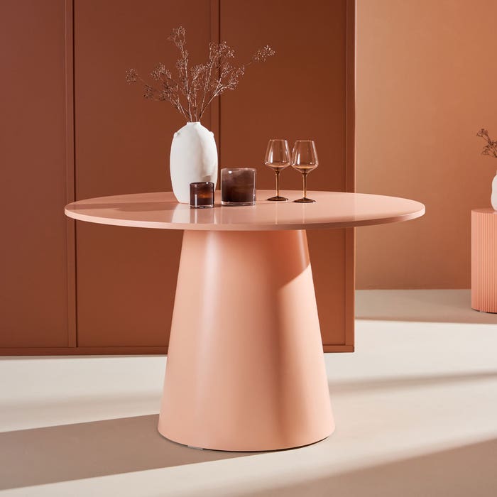 Trude houten eettafel zacht roze - Ø 120 cm - eetkamertafel - 4 persoons