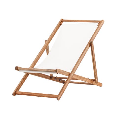 Eileen houten strandstoel naturel met witte zitting