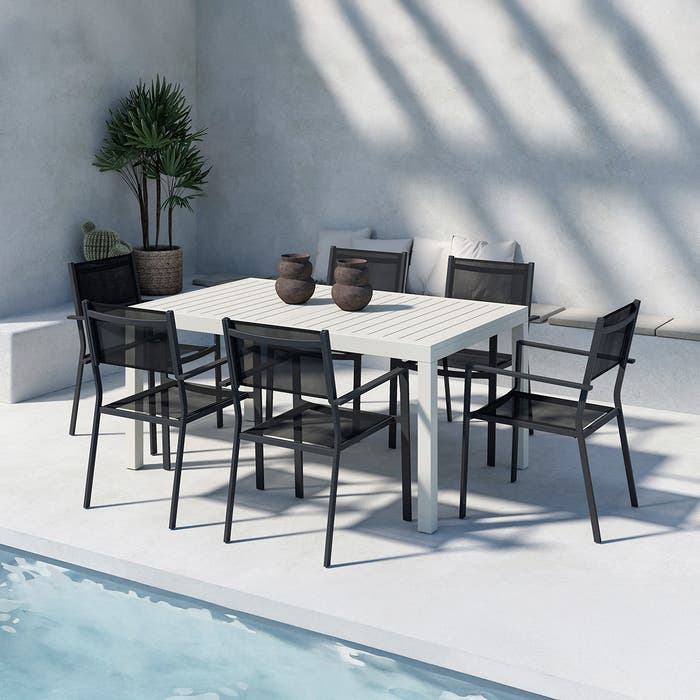 Grace aluminium uitschuifbare tuintafel beige tot 160 tot 240 x 100 cm - tuin - eettafel - grote