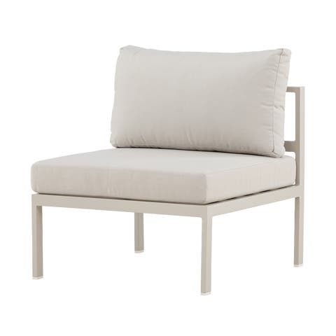 Glen aluminium modulair tuin bankelement beige met beige zitkussens- 74 x 65 cm