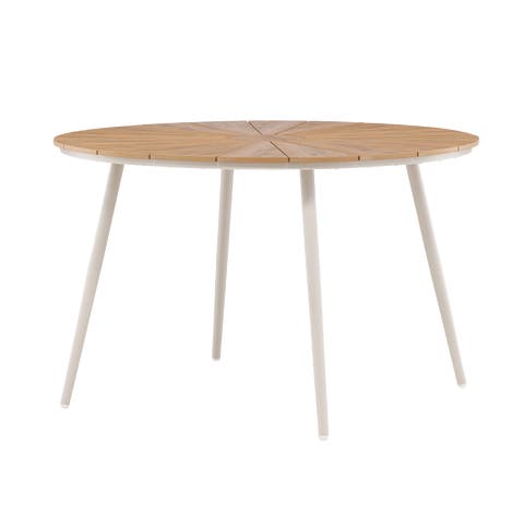 Denzel polywood ronde tuintafel beige - Ø 120 cm