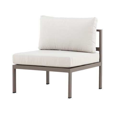 Glen aluminium modulair tuin bankelement taupe met beige zitkussens - 74 x 65 cm