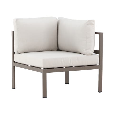 Glen aluminium modulair tuin hoekelement taupe met beige zitkussens - 74 x 65 cm