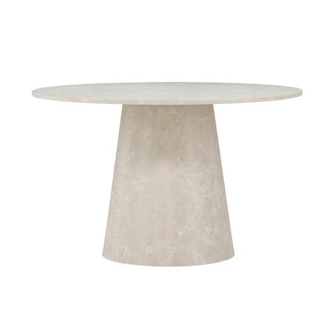 Trude houten eettafel beige marmerlook - Ø 120 cm