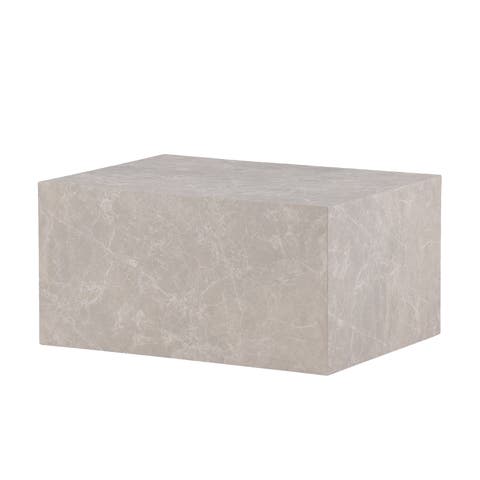 Zayn houten marmerlook salontafel grijsbeige - 80 x 60 cm