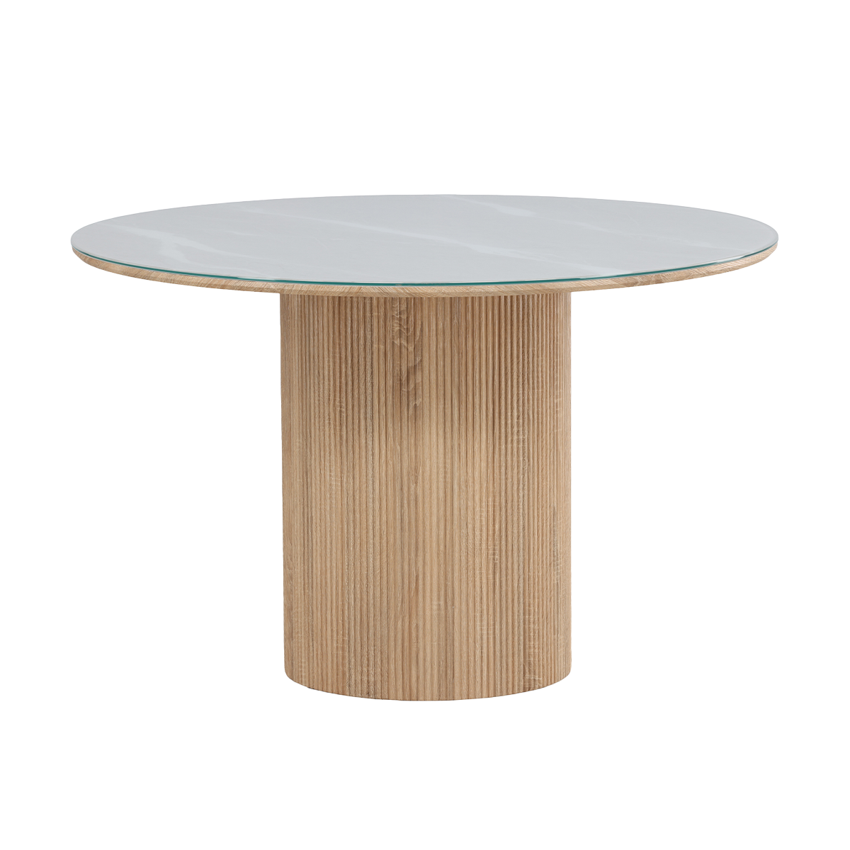 Nest living Maurits ronde eettafel met glazen tafelblad bruin - Ø120 cm