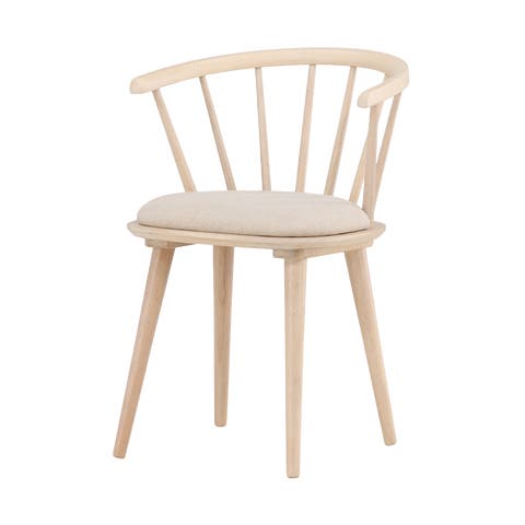 Paco houten spijlen eetkamerstoel met vast zitkussen - whitewash