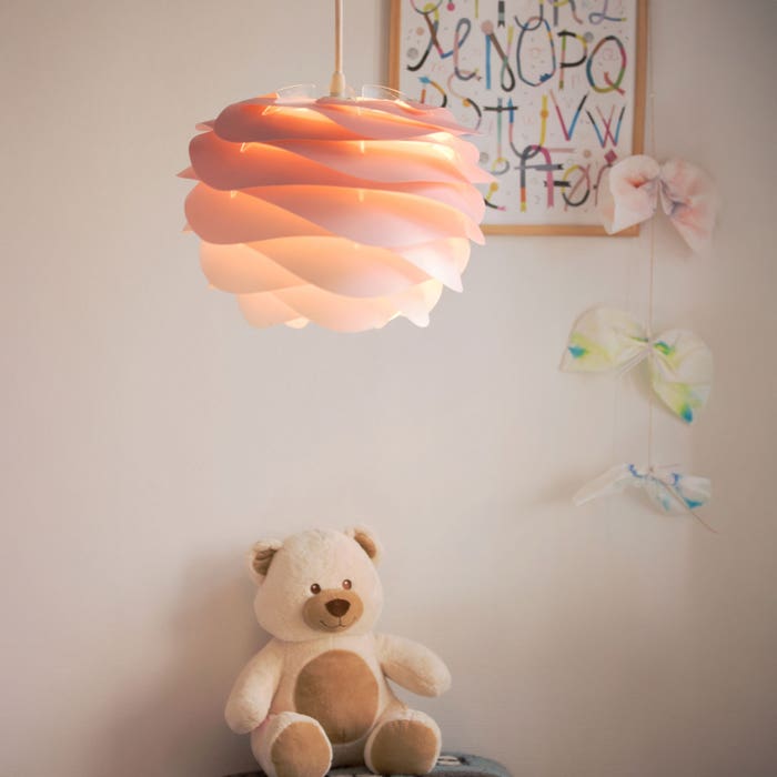 Carmina Mini hanglamp baby rose - met koordset wit - Ø 32 cm - roze - kunststof