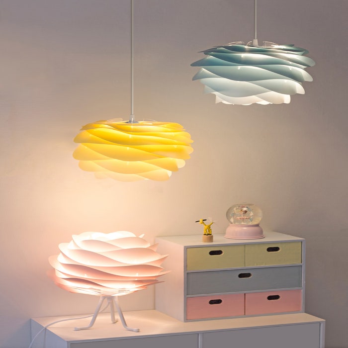 Carmina Mini hanglamp azure blauw - met koordset wit - Ø 32 cm - aqua - kunststof