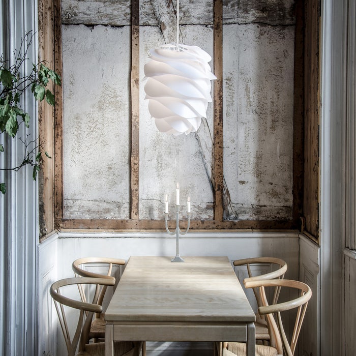 Carmina Medium hanglamp white - met koordset zwart - Ø 48 cm - zwarte - kunststof