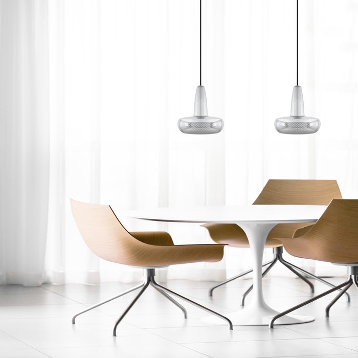 Clava hanglamp polished steel - met koordset zwart - Ø 21,5 cm - zilveren