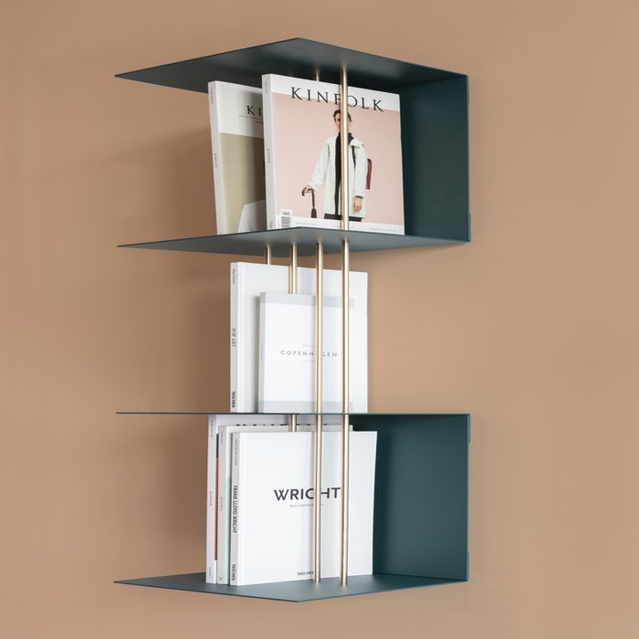 Teaser shelf aluminium wandrek petrol blue  - blauwe - boekenplank