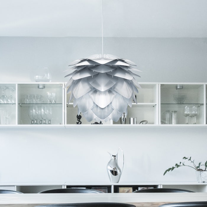 Silvia Medium hanglamp brushed steel - met koordset wit - Ø 50 cm - zilveren - kunststof