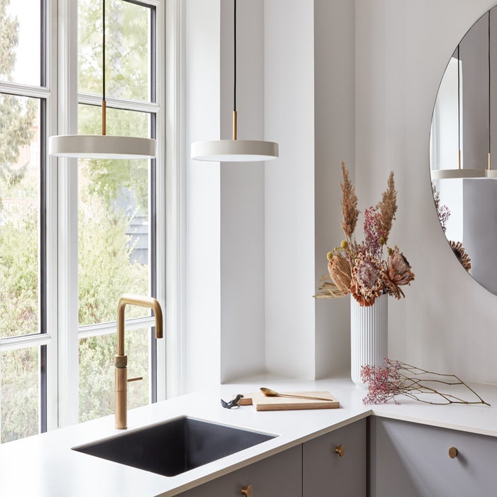 Asteria Mini hanglamp pearl white - met koordset - Ø31 cm - eettafel - slaapkamer - woonkamer - led - keuken - metaal - modern - gebroken wit