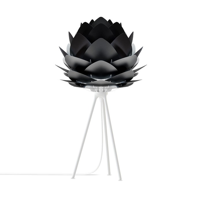 Silvia Mini tafellamp black - met tripod wit - Ø 32 cm - zwarte - denneappel