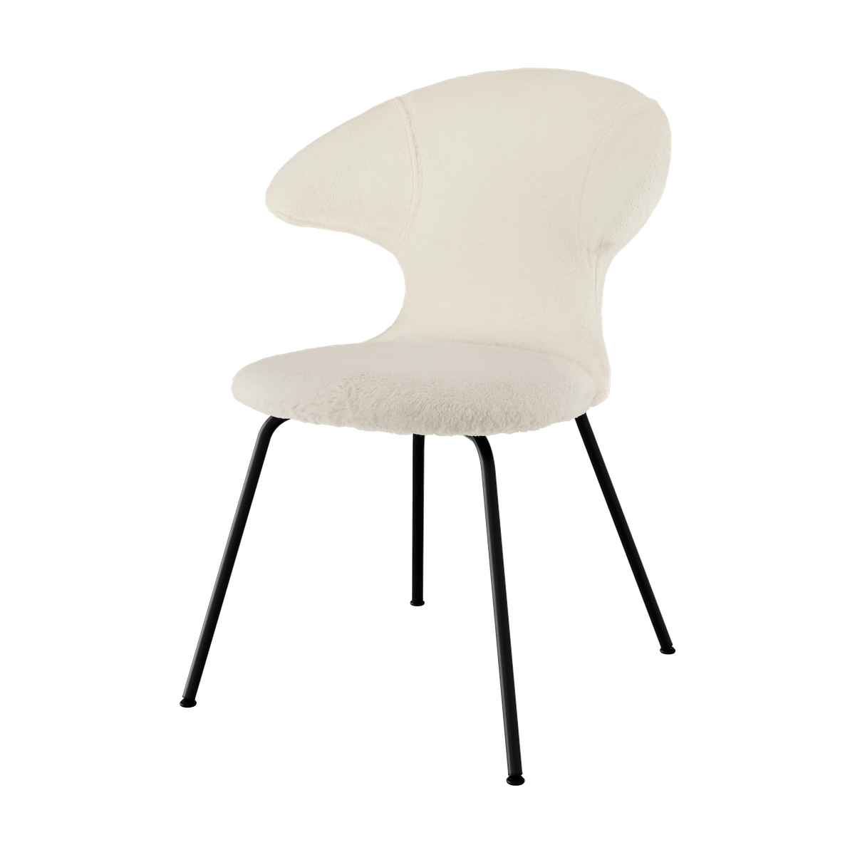 Time Flies teddy eetkamerstoel gebroken wit - zwart onderstel