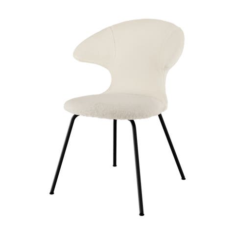 Time Flies teddy eetkamerstoel gebroken wit - zwart onderstel